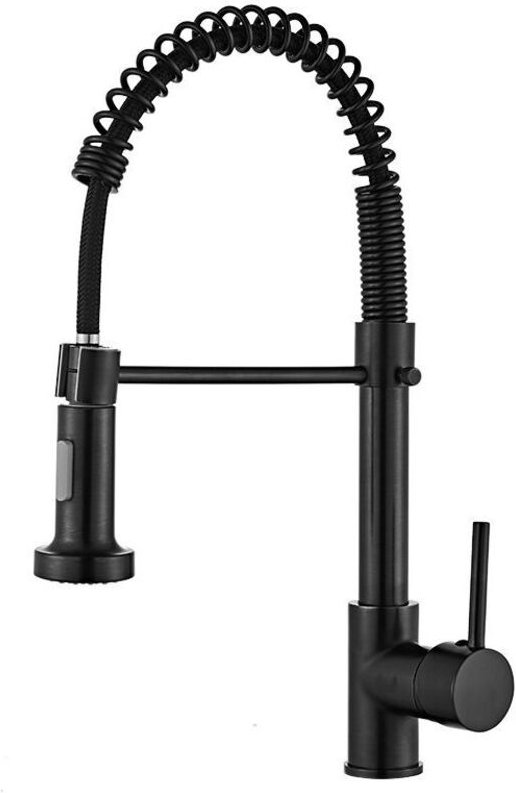 Küchenarmatur, Schwarz, Küchenmischbatterie mit ausziehbarer Brause, 360° schwenkbar, Hochbogen-Küchenarmatur, 2 Sprühmo...