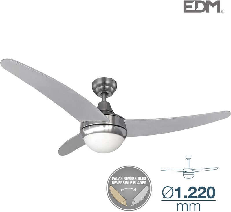 EDM - deckenventilator modell egeo chrom leistung: 60w blätter: ø122cm mit fernbedienung