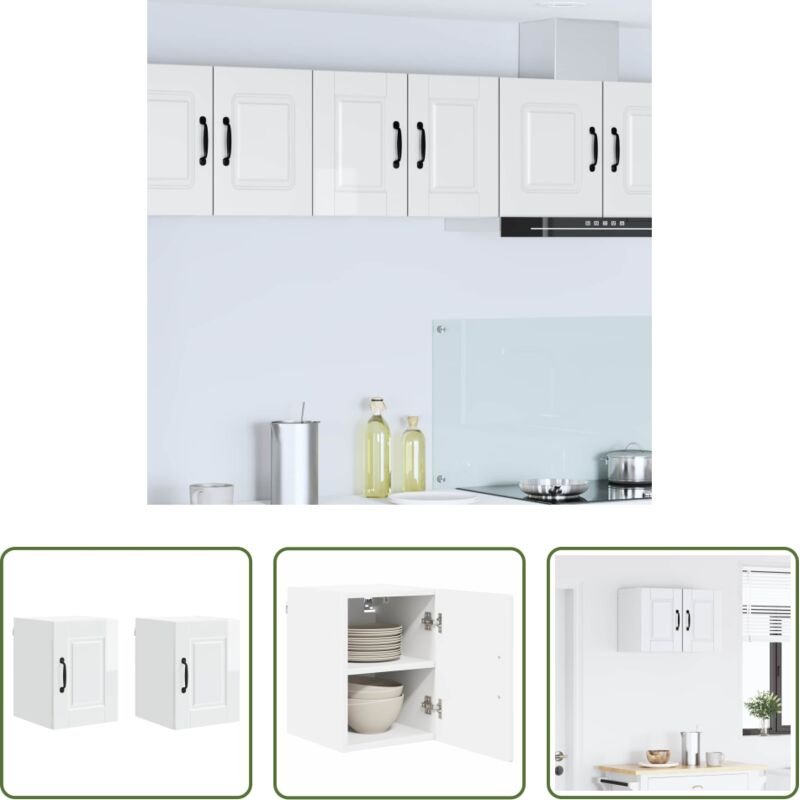 Küchenregal - Küchenschrank mit Regal 2 pcs Hochglanz Weiß 30 x 31 x 40 cm