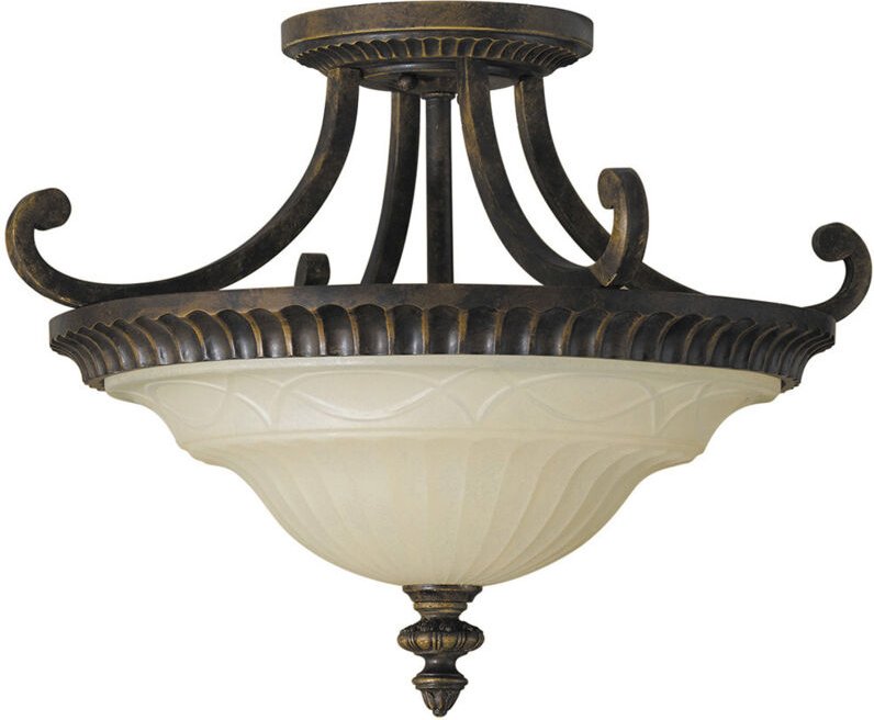 Elstead - Drawing Room - 2 Light Ceiling Semi Flush Light Walnuss, E27