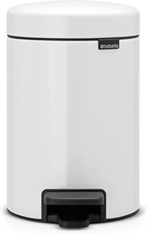 Brabantia 112126 Mülleimer mit Pedal, Edelstahl, weiß, 3 l