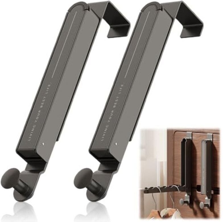 Klappbare Türhaken, 2 Stück Klappbarer Türhänger aus Aluminium – Garderobenständer zur Aufbewahrung von Jacken, Bademänt...