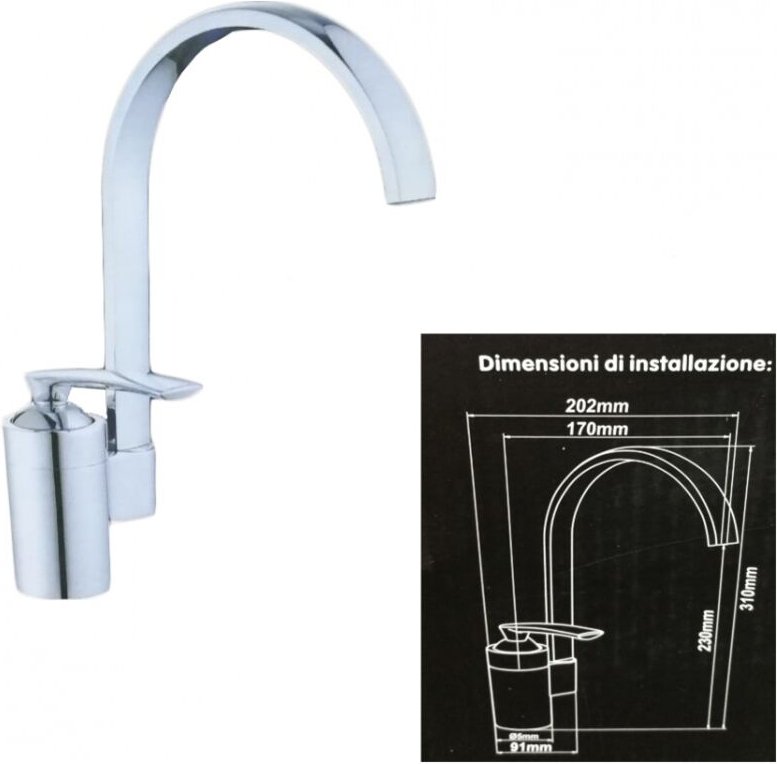 Trade Shop Traesio - Trade Shop - 52326 stahl-spültischbatterie einhebelmischer mit hohem auslauf -