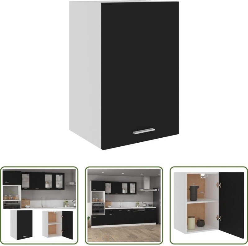 Küchenregal - Hängeschrank Lyon Schwarz 39,5x31x60 cm Holzwerkstoff