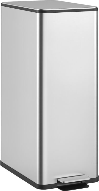 Mülleimer 20L, Soft-Close-Deckel, Deodorant-Fach, Fingerabdrucksicher, Edelstahl, Silber