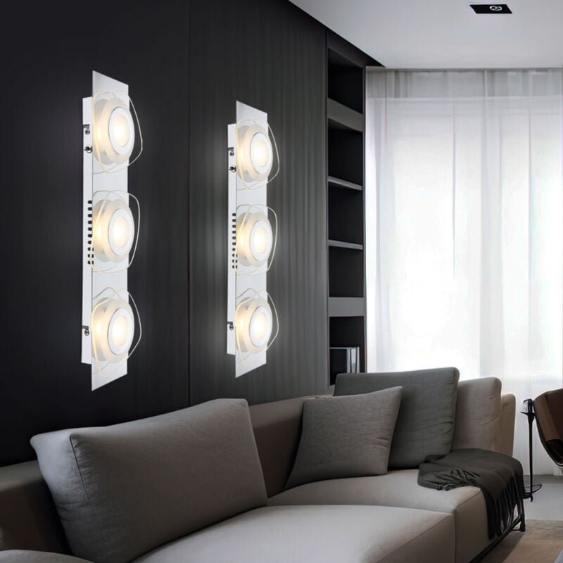 Wandlampe Wandleuchte Spotlampe Flurlampe Spotleuchte Flurleuchte Wohnzimmerlampe, 3 Flammig, Glas Chrom satiniert klar,...