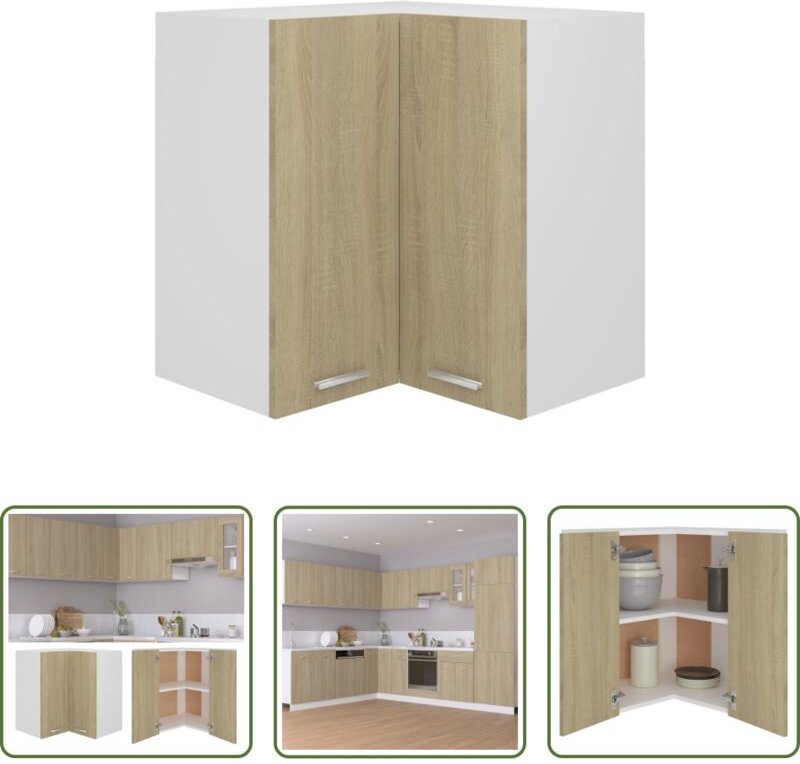 vidaXL Holzschrank - Eckhängeschrank Lyon Sonoma-Eiche 57x57x60 cm Holzwerkstoff