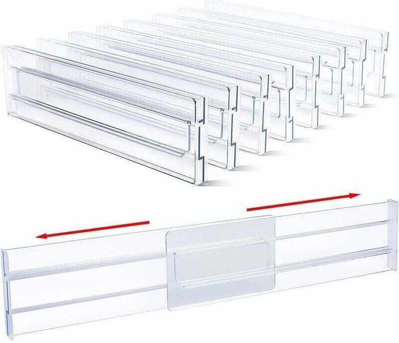 Thumbnail - Set mit 8 verstellbaren Schubladeneinteilern (31–55 cm), verstellbare Kunststoff-Schubladeneinteiler, Schubladenorganize...