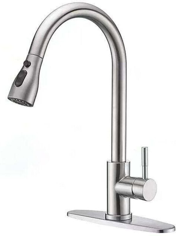 Küchenarmatur - Gebürstetes Silber - Ausziehbare Brause - 360° Drehbar - Edelstahl - Spültischarmatur - 3 Funktionen Mis...