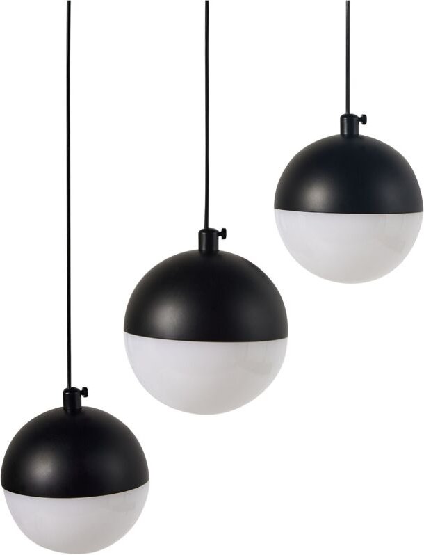 Hängeleuchte led Schwarz Aluminium u. Eisen 3-Flammig Kugelform Höhenversetzt Langes Kabel Modern Beleuchtung Esszimmer ...
