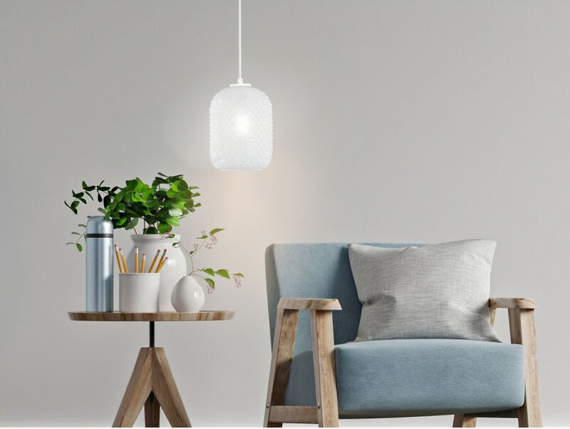 Fan Europe - Pendelleuchte ashford Relief Kristall Milchglas transparent Weiß, ø 15cm