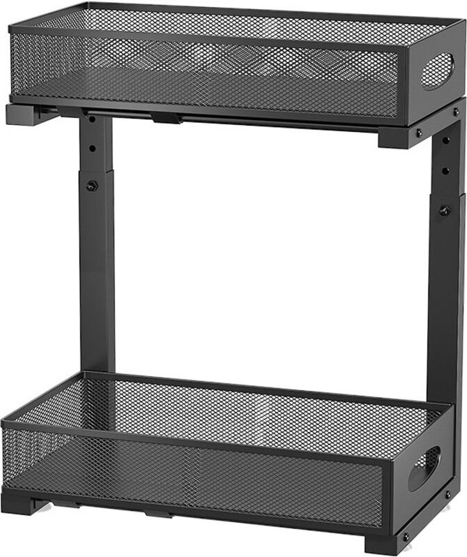 2-stöckiger Metall-Unterspülbecken-Organizer, höhenverstellbar, für Küche, Schrank, Badezimmer, Waschküche, 1 Stück, Sch...