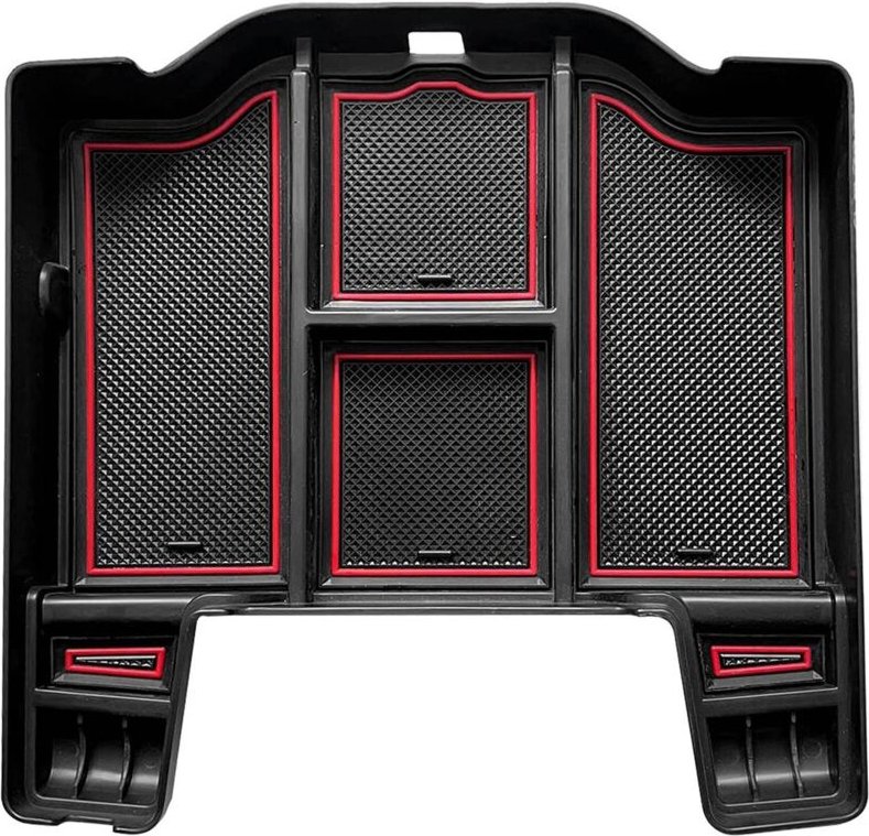 Mittelkonsolen-Organizer für 2021 2020 2019 RAM 1500 2500 3500 Armlehnen-Aufbewahrungsbox, Einsatzfach, Zubehör, Rot