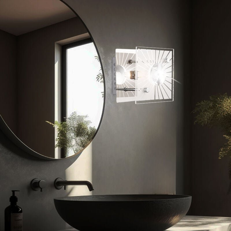 Wandlampe Wandleuchte Kristallleuchte Glaslampe Flurleuchte, Metall Chrom satiniert Kristalle klar, 1x G9 Fassung, HxBxL...