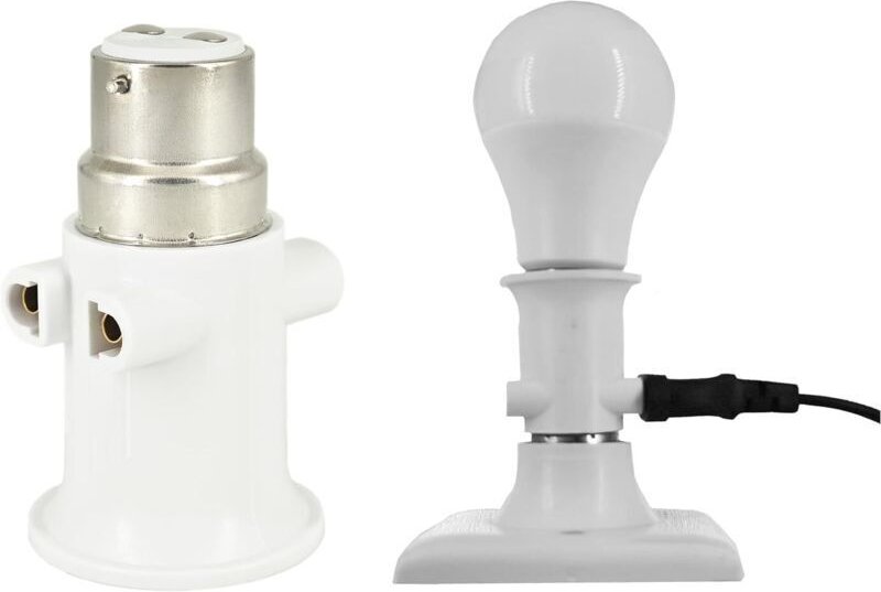 B22-Lampenfassungsadapter, wandelt eine Steckdose und eine E27-Fassung um, B22-Fassung mit Stecker, 2 Stück