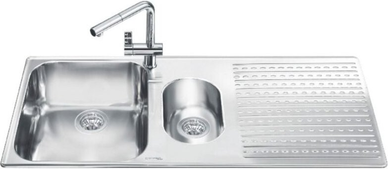 Edelstahlspüle 100x50 cm mit rechter Abtropffläche