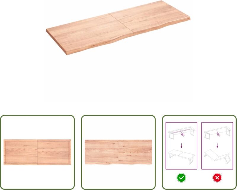 Eichenholz - Tischplatte Hellbraun 160x60x(2-4)cm Massivholz Eiche Behandelt