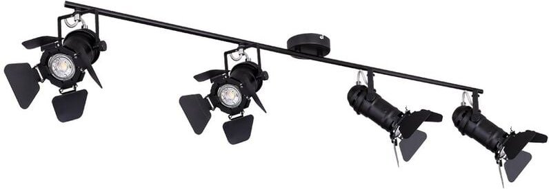 Deckenlampen Deckenleuchte Deckenstrahler Esszimmer Spotleuchte mit verstellbaren Filmspots, Metall schwarz, 4x GU10 Fas...