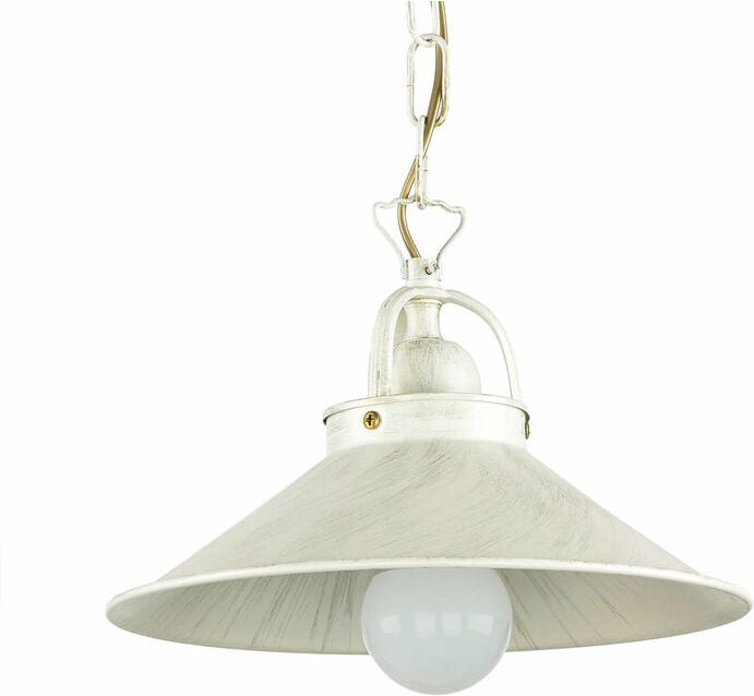 Hängeleuchte Messing massiv in Shabby Weiß Gold ø 25 cm E27 Hängelampe