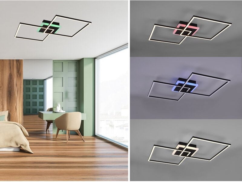 Led Deckenleuchte arribo Schwarz 3 Stufen Dimmer & Farbwechsler, Breite 85cm