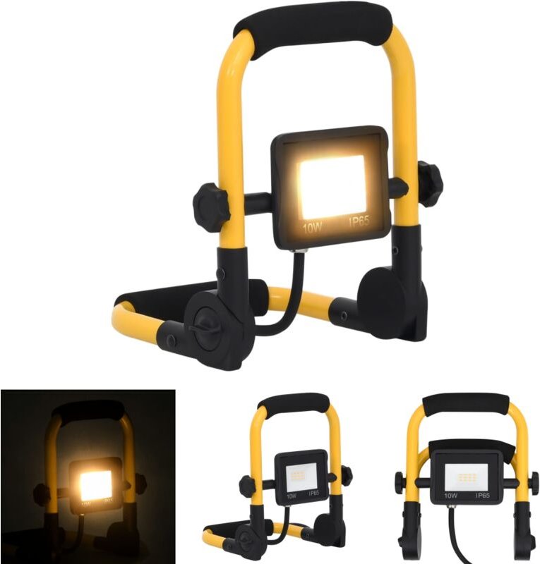 The Living Store LED-Fluter mit Handgriff 10 w - Flutlichter & Spotleuchten - Schwarz