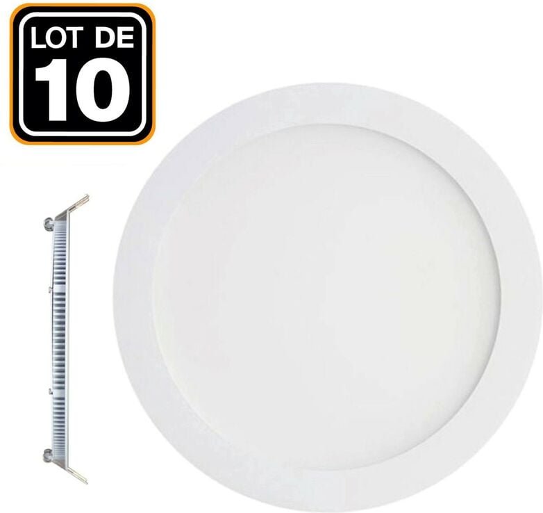 Europalamp - 10 LED-Einbaustrahler 6W Rund Extraflach Kaltweiß 6000K