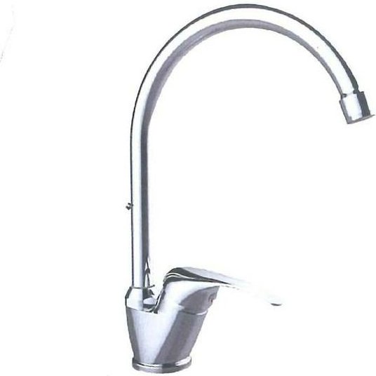 Idro Bric - Spültischmischer der Eva-Serie mit hohem Auslauf und Chromoberfläche.