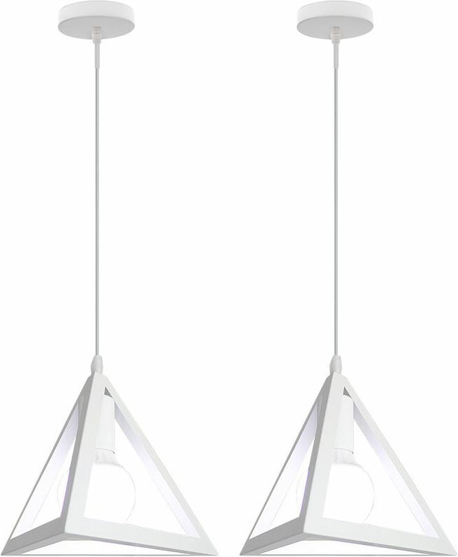 Axhup - 2er Pendelleuchte Dreieck, Kreative Kronleuchter im Industri Stil, Hängelampe mit Metall Käfig E27 Lampenfassung...
