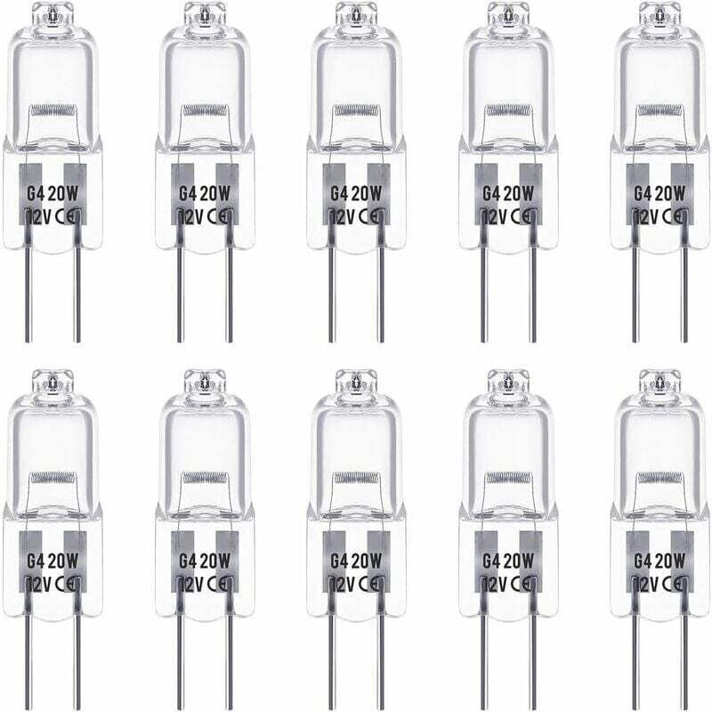 10er Pack G4 Halogenbirnen 12V 20W Pin Halogenbirnen Warmweiß 3000K 350lm Dimmbar G4 Niedervolt Halogenlampe Klar