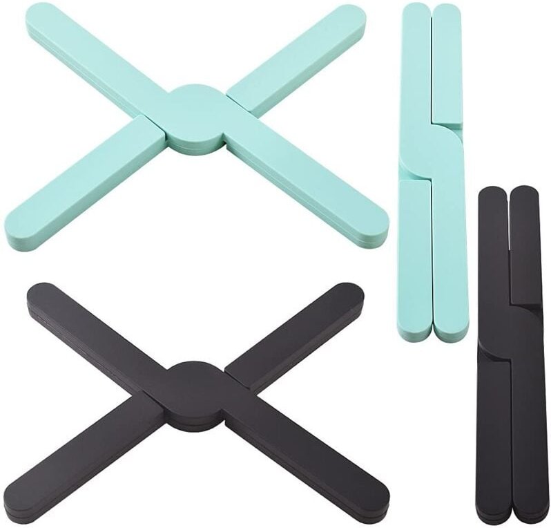 Set mit 4 faltbaren Silikon-Untersetzern, dehnbare Isolieruntersetzer aus umweltfreundlichem Silikon, Heizkissen, faltba...