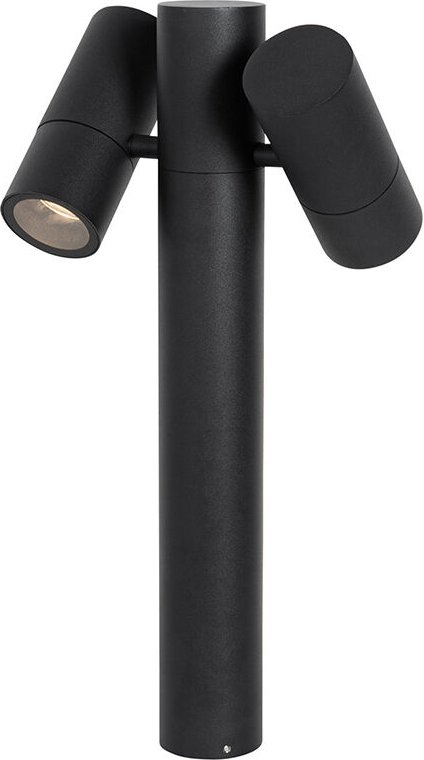 Qazqa - Stehende Außenleuchte schwarz 50 cm 2-Licht verstellbar - Duo