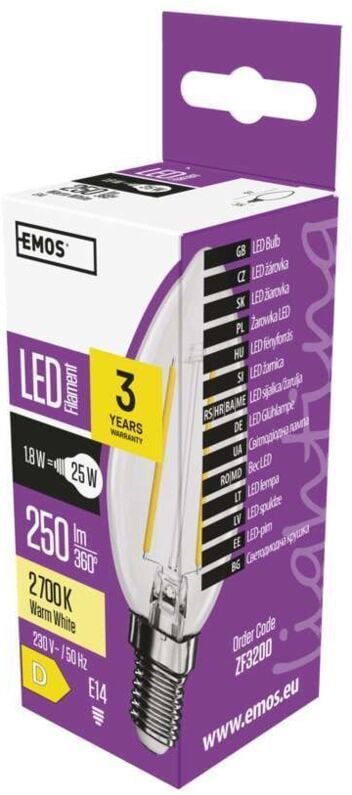 LED-Glühbirne Filament Kerze E14 WW neutralweiß 1,8 W