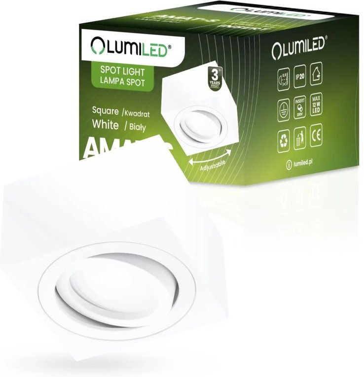 HALOGEN-Aufbaustrahler Tube Beweglich Quadratisch Weiß 50mm