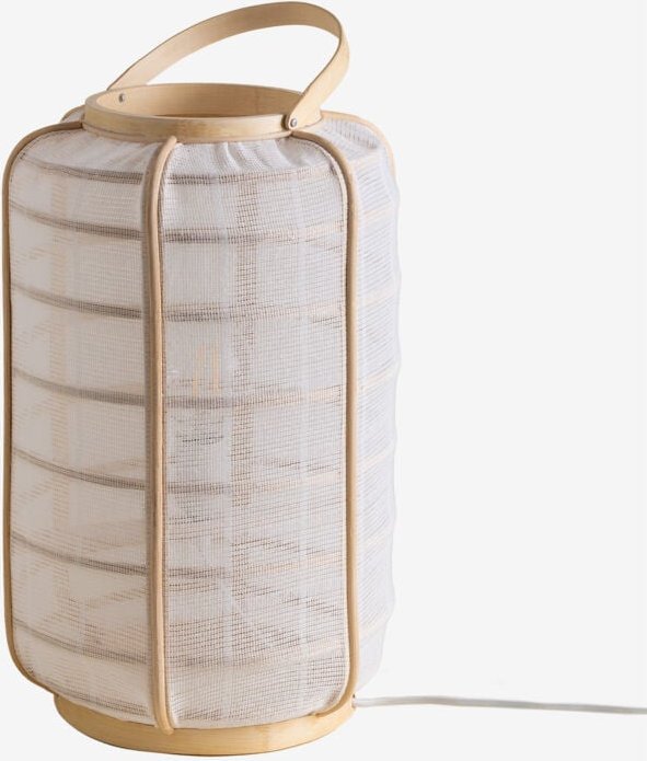 Mikayla Tischlampe aus Bambus und Baumwolle Weiss - Sklum