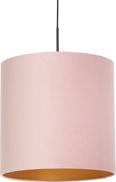 Hängelampe mit Veloursschirm rosa mit Gold 40 cm - Combi