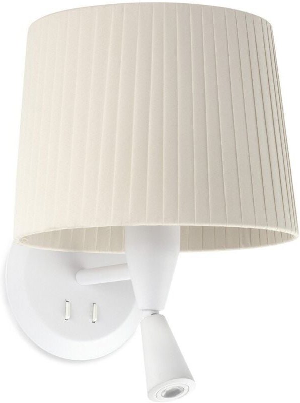 Samba Wandleuchte innen mit Leser weiß/Polyesterseide beige 64308-35