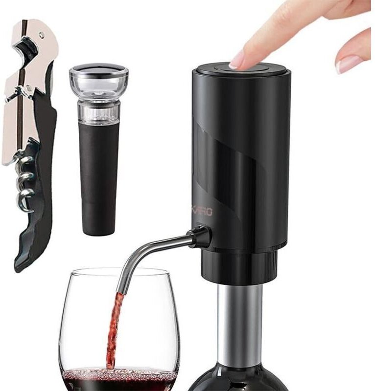 Wiederaufladbarer elektrischer Weinaerator mit Ausgießer, automatischem Dekanter, Korkenzieher und Vakuumverschluss (Set...
