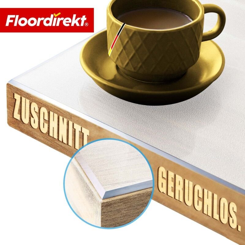 Tischfolie Neo Milky Milchweiß mit abgeschrägter Kante auf Maßl 75 x 50 cm