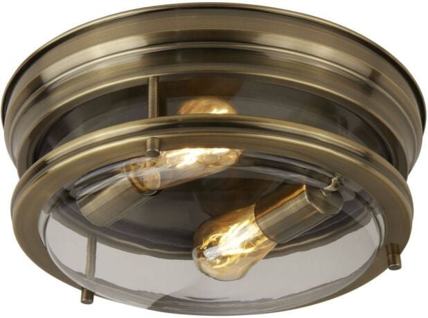 Searchlight - Edinburgh - 2 Licht Badezimmer Flush Deckenleuchte Antik Messing IP44, E27