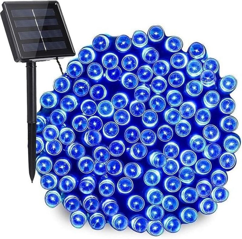 Solar-Lichterkette für den Garten, wasserdicht, 7 m, 8 Modi, 50 LEDs, für Hochzeit, Weihnachten, Feiertagsdekoration, bl...