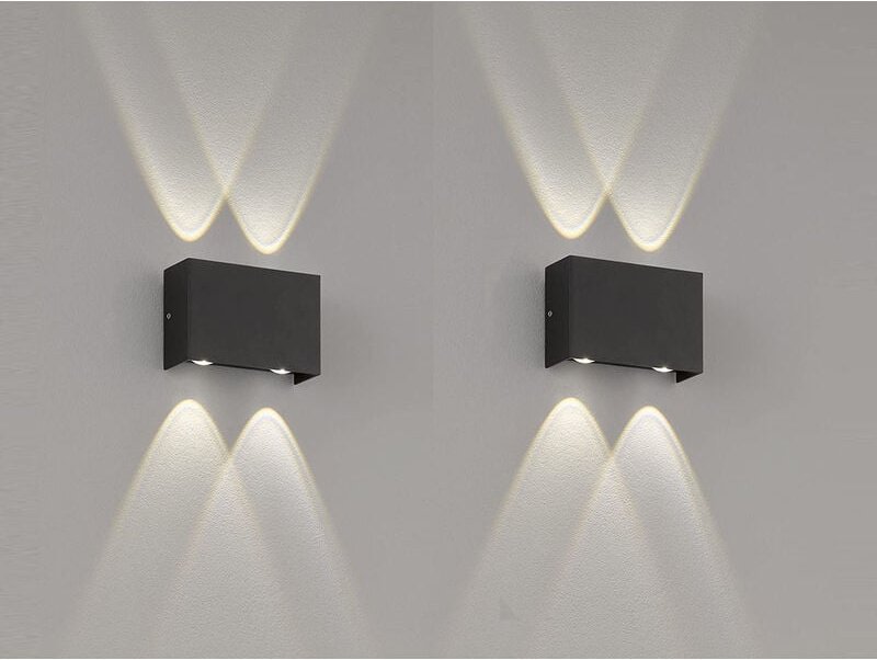 Fischer&honsel - led Außenwandleuchten 2er set Schwarz mit Up Down Licht - 12cm breit