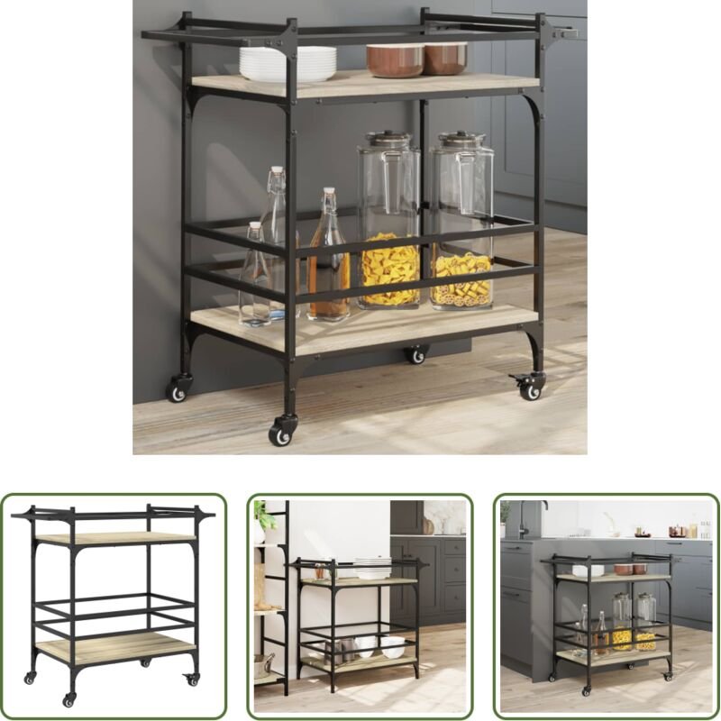 vidaXL Sonoma-Eiche - Küchenwagen Sonoma-Eiche 82x40x78,5 cm Holzwerkstoff