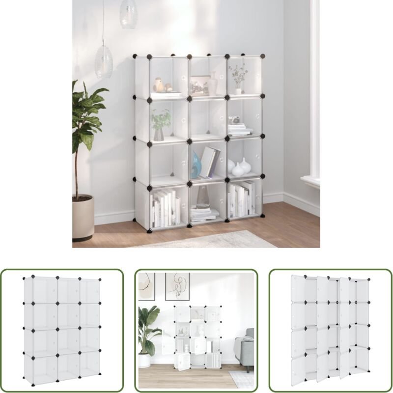 Organisator - Aufbewahrungswürfel-Organizer mit 12 Würfeln und Türen Transparent PP