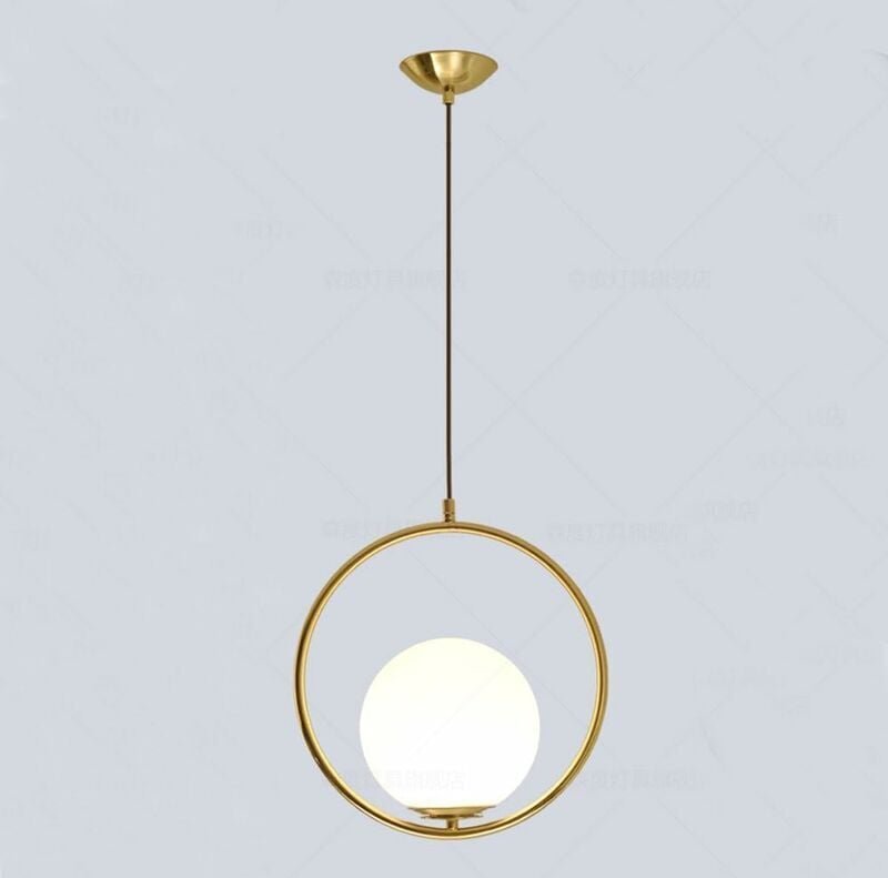 Moderne Pendelleuchte aus Eisen und Glas, LED-Leuchte, Glaskugel-Pendelleuchte mit goldenem Metall (Gold)