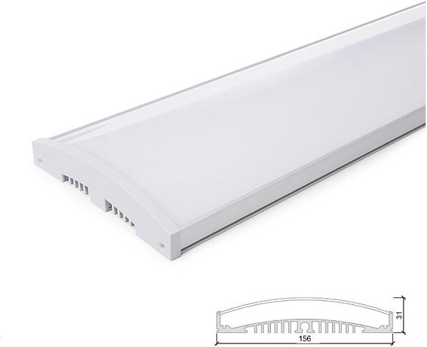 Greenice - Profil/Leuchte Aluminium 10 x led -Leiste - Diffusor Milchig x 1M