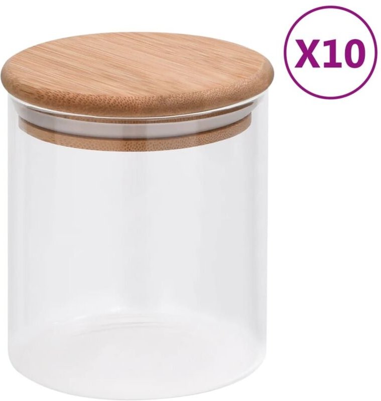 Vorratsgläser mit Bambusdeckel 10 Stk. 600 ml Vidaxl
