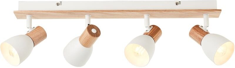 Brilliant - Daintree Spotbalken 4-flammig – E14-Fassungen, schwenkbare Köpfe, FSC®-zertifiziertes Holz & weißes Metall, ...