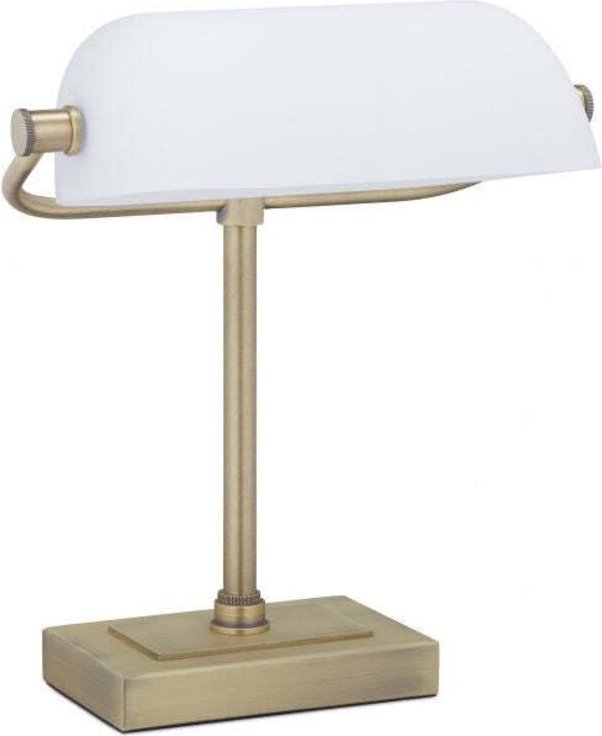 Bankerlampe mit weiem schirm