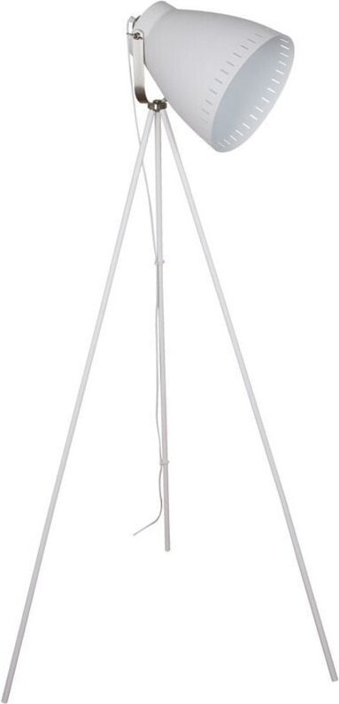 Franklin - Industrie- und Retro-Stehlampe Weiß, Satin Nickel 1 Licht mit weißem Schirm, E27 - Italux