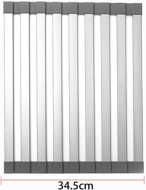 Abtropfgestell aus Aluminium, für die Spüle, faltbar, platzsparend verstellbar, mit Silikon-Abtropfmatte, Küchenutensili...